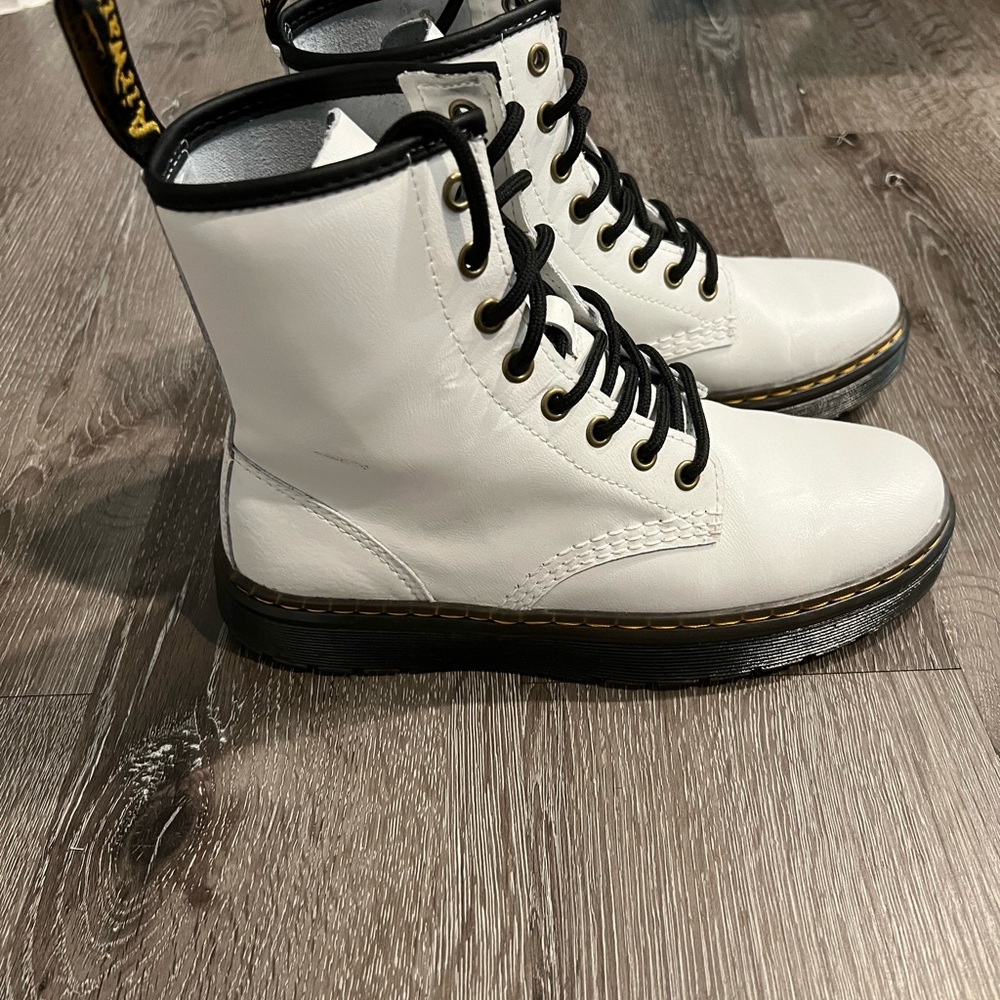 Dr. Martens White and Black Combat Boots